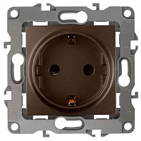 Розетка с заземлением без рамки Эра S12 1-м 16А бронза картинка